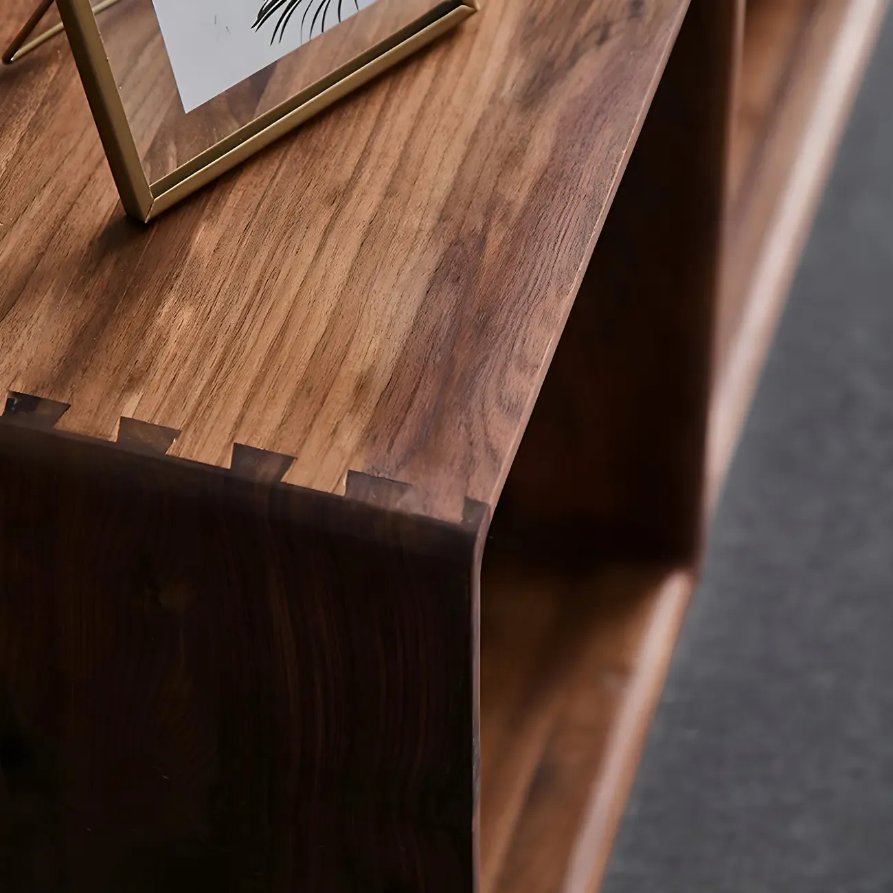 Mid-century Modern Brown Wood Cube Open Back Bookcase