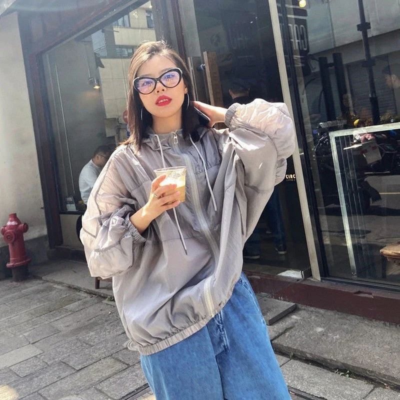 Hulianfu Basic Jackets Women Summer Sun-proof Loose Solid Simple Ulzzang Vintage Fashion Soft Ladies Chic New Daily Clothing Leisure Fit - Deanwangkt