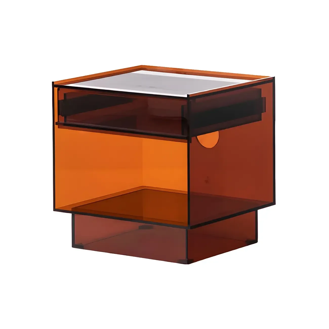 Modern Small Acrylic Nightstand with Drawer