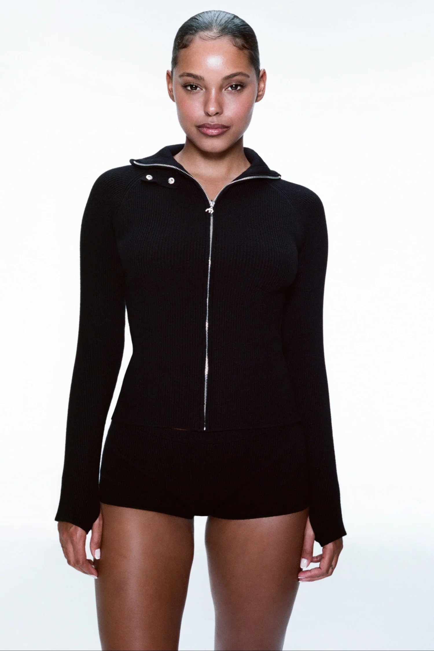 LENA ZIP UP HOODIE - BLACK