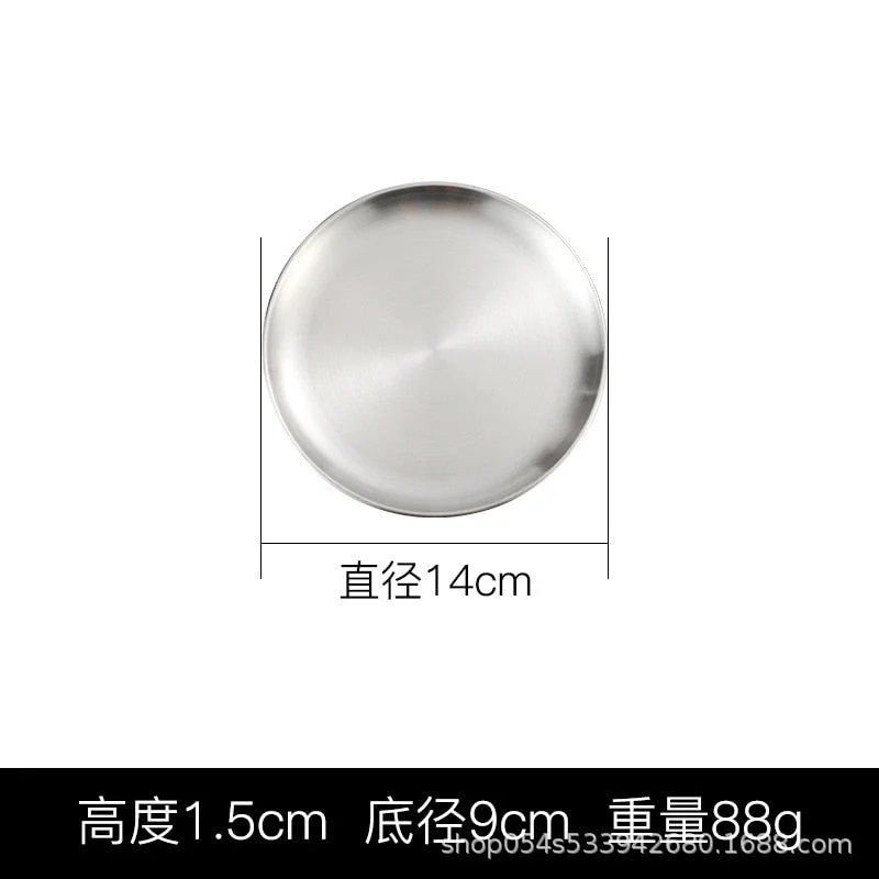 HULIANFU Korean stainless steel thickened disc Golden Cafe Tray Fruit Plate Cake Plate Bone Dish Dish Dish Shallow Plate - Deanwangkt
