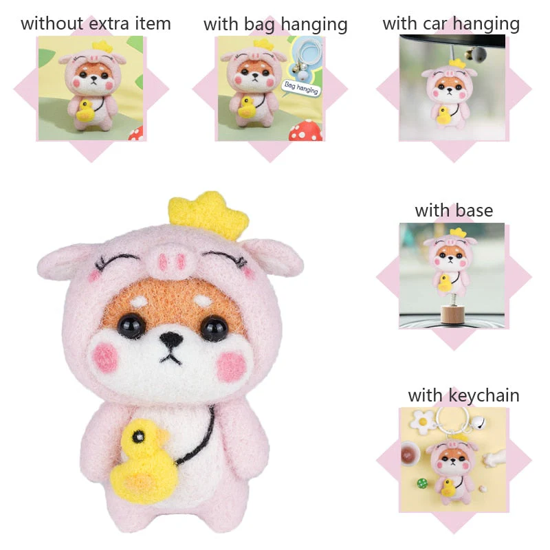 HULIANFU LMDZ Fashion Lovely Wool Felting Fabric Materials Handcraft Needle Felting Kit Doll Twelve zodiac for Needle Material Bag Pack - Deanwangkt