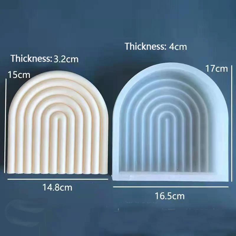 HULIANFU New Art Geometric Rainbow Arch Candle Silicone Mold 3D Handmade Craft Aromatherapy Candle Soy Wax Mould Making Supplies - Deanwangkt