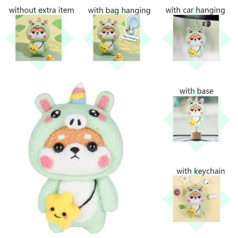 HULIANFU LMDZ Fashion Lovely Wool Felting Fabric Materials Handcraft Needle Felting Kit Doll Twelve zodiac for Needle Material Bag Pack - Deanwangkt