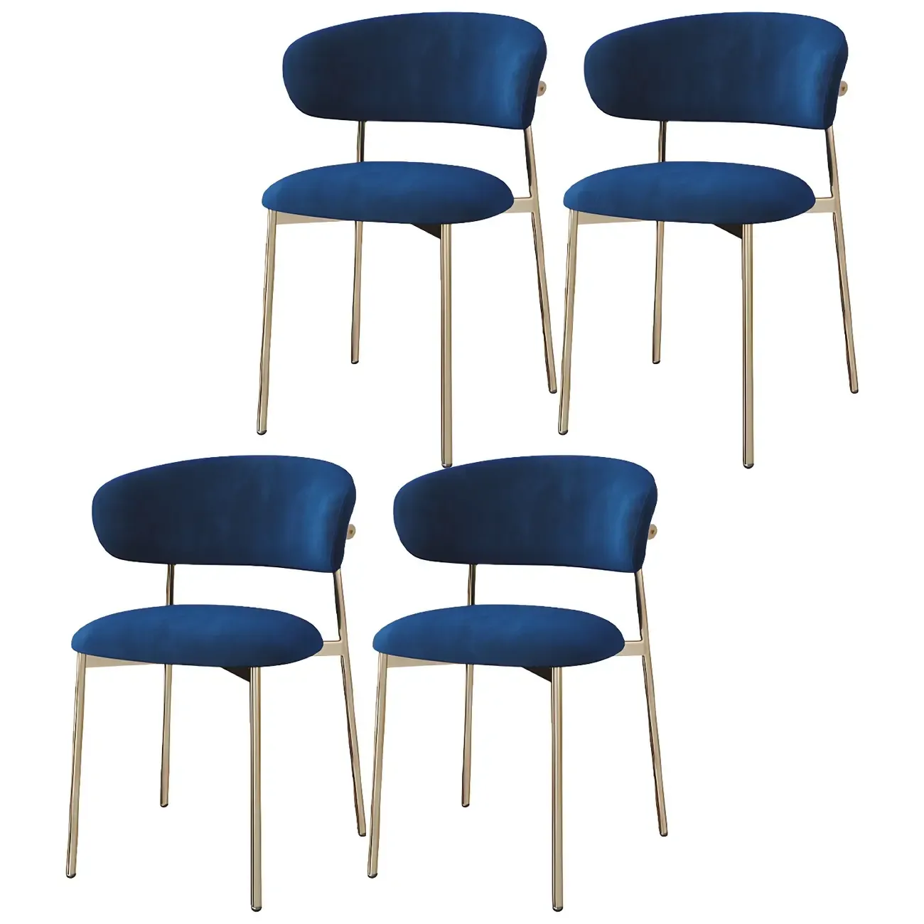 Scandinavian Velvet Upholstered Dining Room Chairs Set of 4