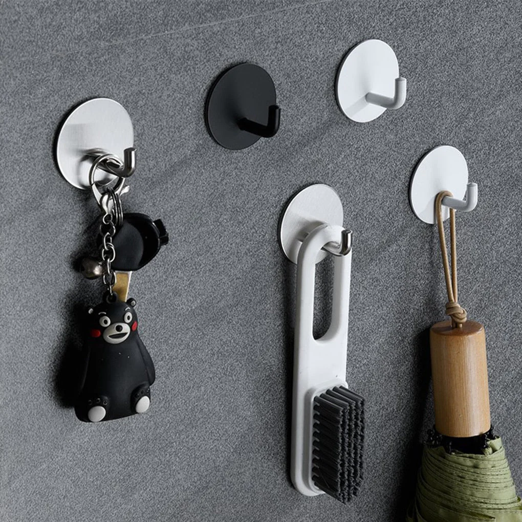 HULIANFU Wall Hook Storage Hanger 304 Stainless Steel Wall Hook Self-adhesive Towel Key Umbrella Hanger Hook for Kitchen Bathroom - Deanwangkt