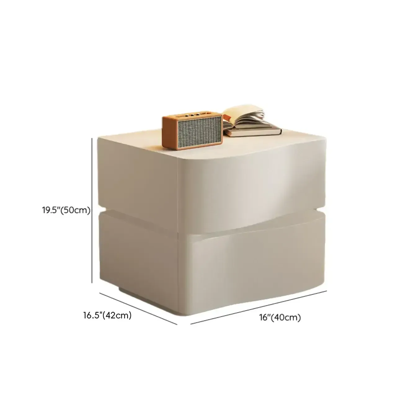 Modern White Waved Wood 3-Drawer Nightstand