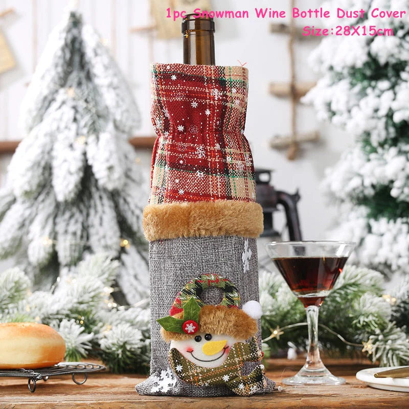 HULIANFU   Xmas Wine Bottle Dust Cover Noel Navidad Christmas Decoration for Home Dinner Decor Christmas Gift Tree Ornament New Year 2026 - Deanwangkt