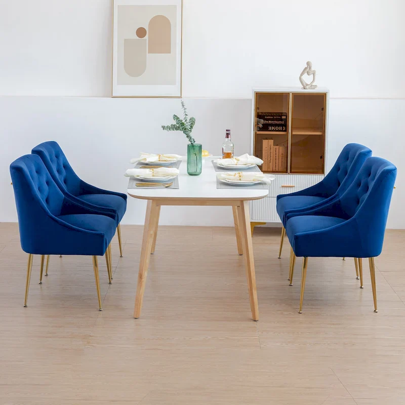 XINMICS Mid-Century Modern Velvet Dining Chair, Upholstered Parsons Chair, Set of 2