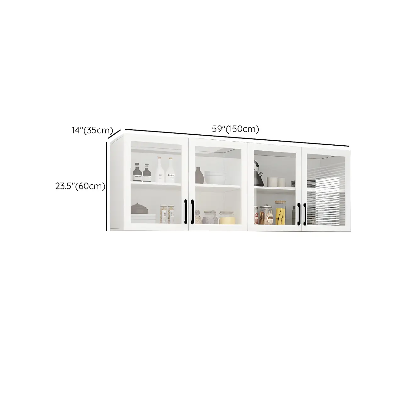 White Rectangular Wall-Mounted Wood China Cabinet