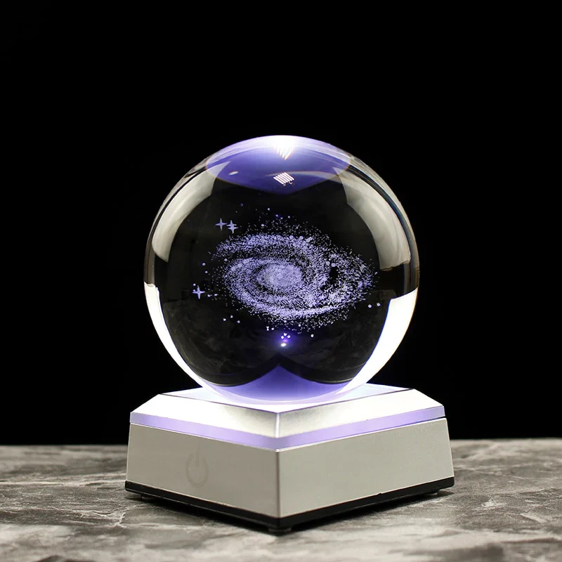 HULIANFU New 80mm K9 Crystal Solar System Planet Globe 3D Laser Engraved Sun System Ball with Touch Switch LED Light Base Astronomy Gifts - Deanwangkt