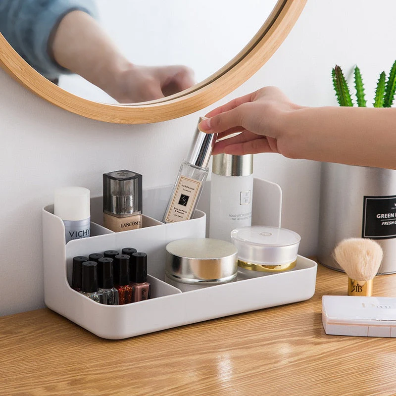HULIANFU Makeup Organizer Bathroom Storage Box Cosmetic Organiser Office Desktop Make Up Jewelry Storage Box Sundries Container - Deanwangkt