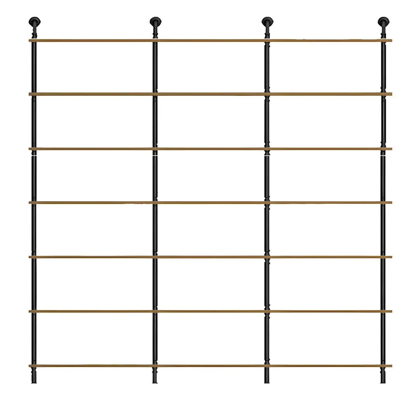 Industrial Black Wood Wall-Mounted Bookcase