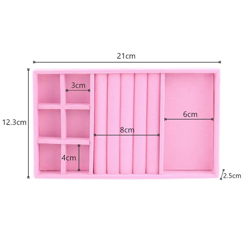 HULIANFU Velvet Jewelry Display Tray Case Hot Sales Stackable Exquisite Jewellery Holder Portable Ring Earrings Necklace Organizer Box - Deanwangkt