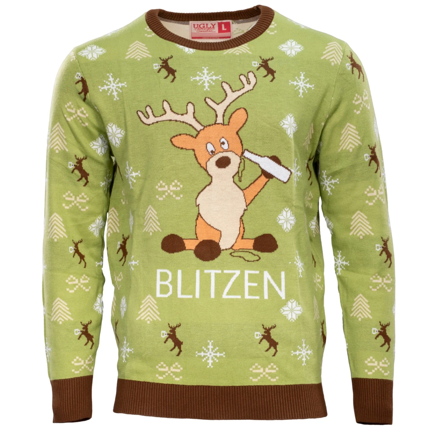 Blitzen Drunk Funny Adult Unisex Ugly Christmas Sweater