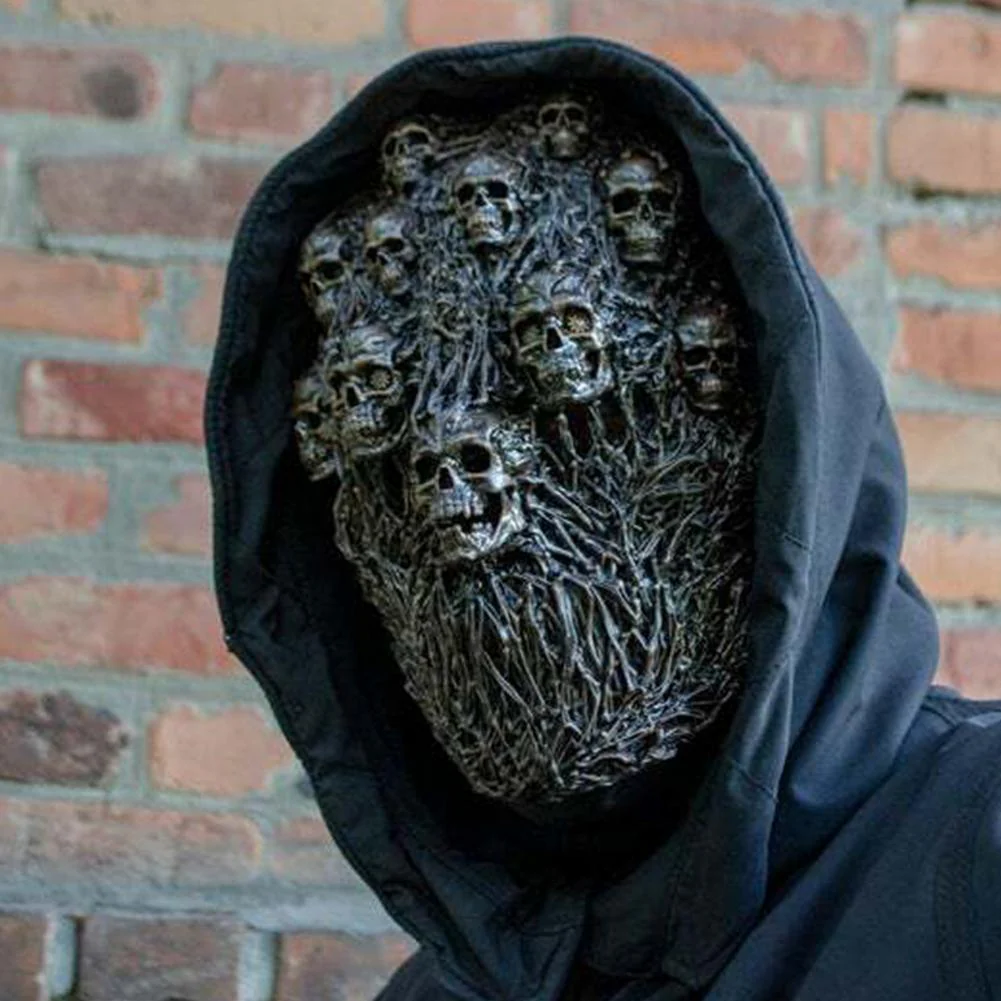 HULIANFU Steam Skull Halloween Mask Realistic Latex Full Face Creepy Skull Head Headgear Horror Mask Party Halloween Decoration - Deanwangkt