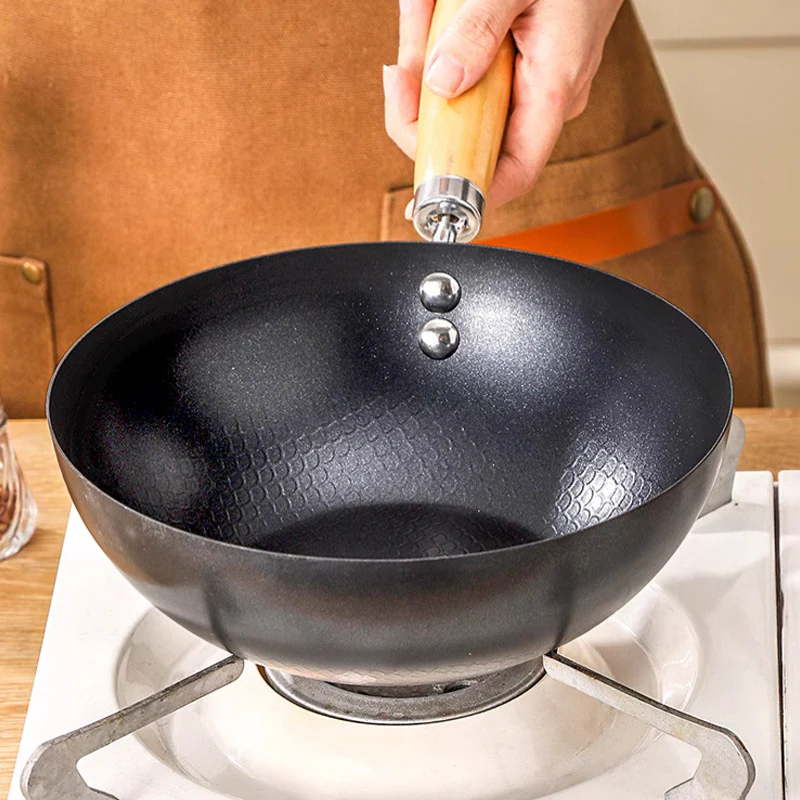 1pc Small Iron Pot, Traditional Chinese Wok, One Person Eating Uncoated Mini Non Stick Wok, Suitable For Gas Stoves And Stoves, Kitchen Utensils, And Kitchen Utensils - Deanwangkt