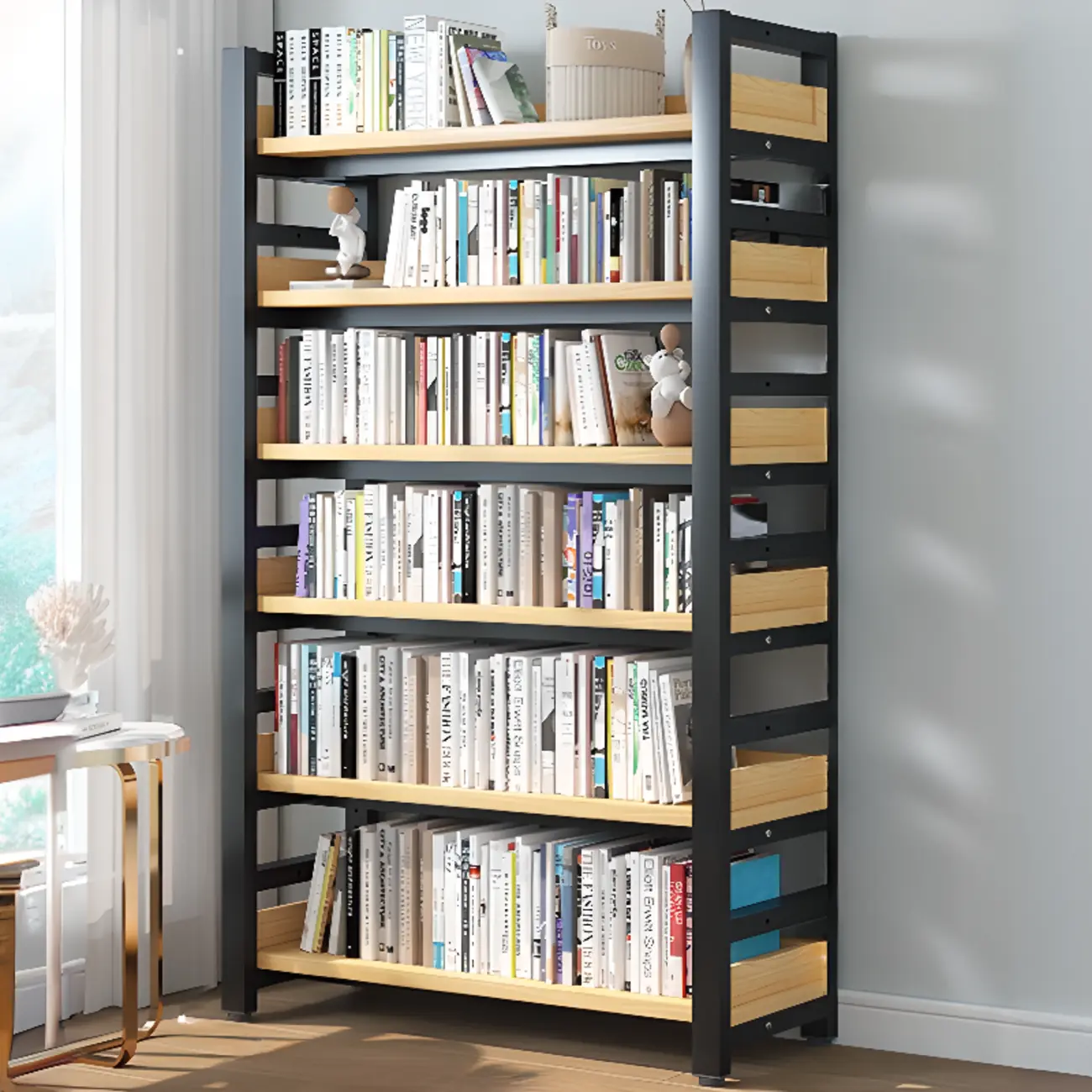 Modish Multi-Layer Open Back Wooden Tall Bookshelves