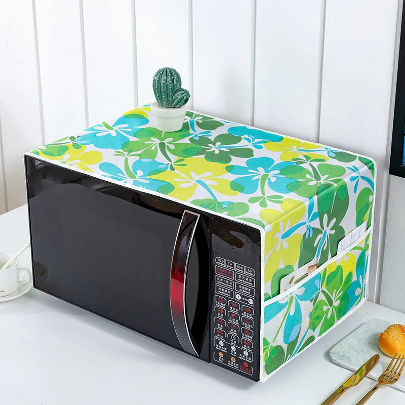 HULIANFU Peva Dustproof Microwave Oven Covers Printed Dust Oil Proofing Covers With Double Pockets Storage Bag Kitchen Accessories - Deanwangkt