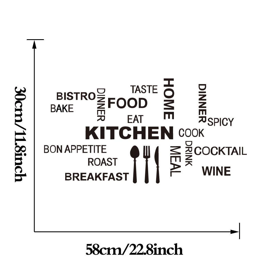 HULIANFU Kitchen Wall Stickers Vinyl Wall Decals for Kitchen English Quote Home Decor Art Decorative Stickers PVC Dining Room For Bar PVC - Deanwangkt