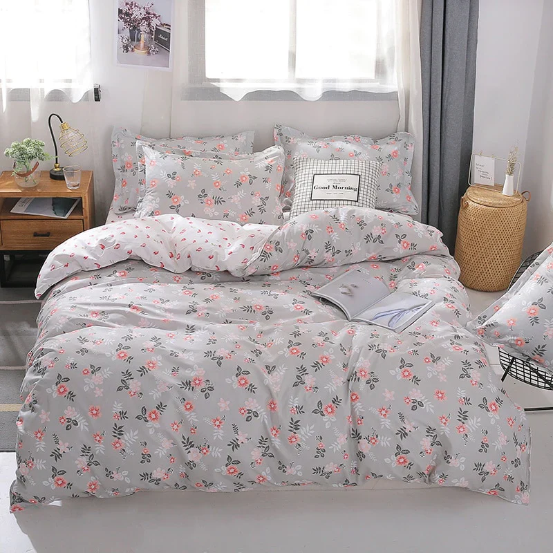 HULIANFU Nordic Duvet Cover Set Leaf Striped Star Bedding Set Single Double Queen King Size240x220 Simple Polyester Quilt Cover Bed Sheet - Deanwangkt