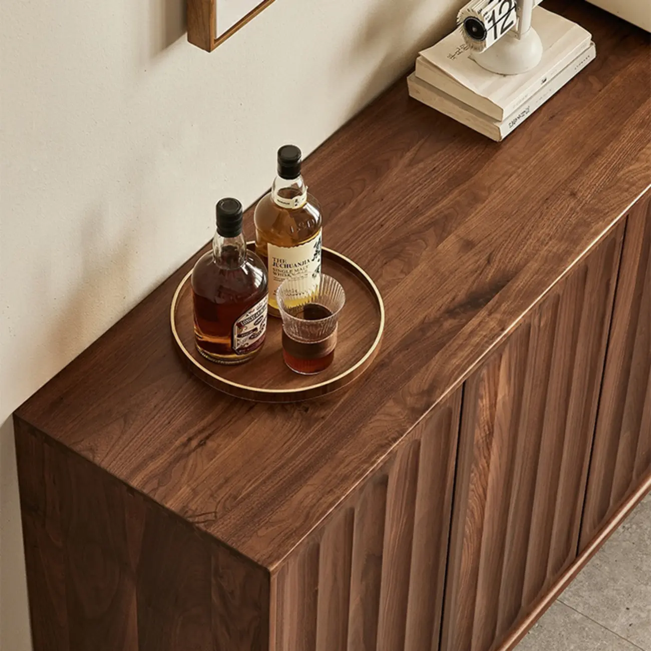 Scandinavian Pine Wood Accent Cabinet in Free-standing