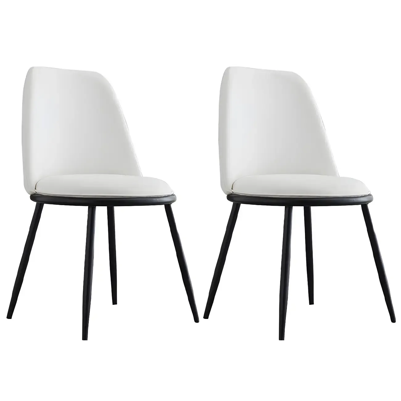 Glam Scandinavian Leather Armless Dining Chairs Metal Frame