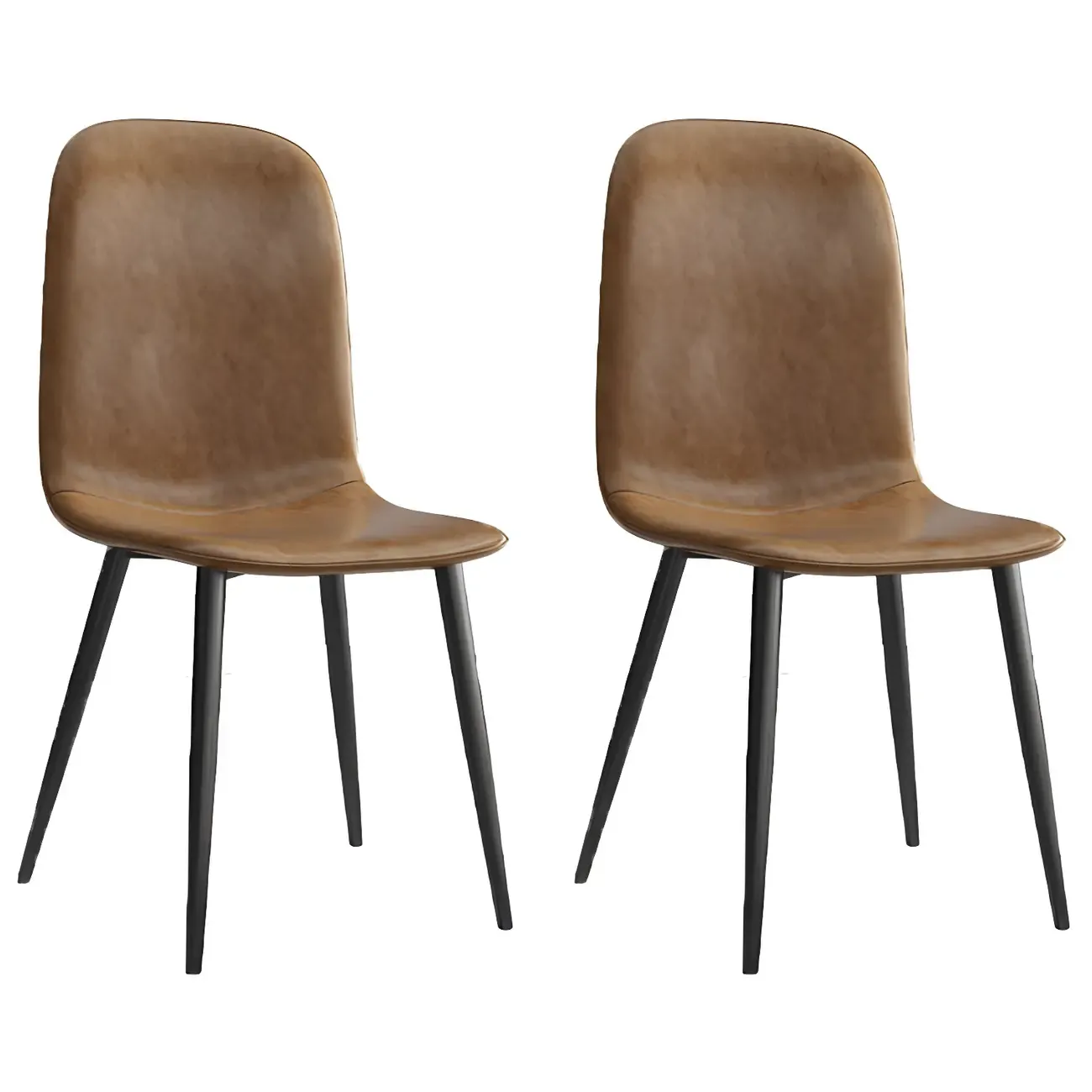 Industrial Armless Faux Leather Low Back Dining Chair