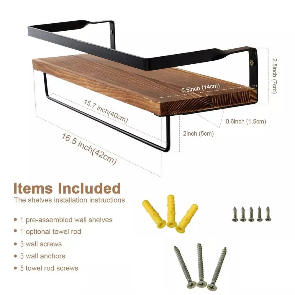 HULIANFU Wall Shelf Wood Floating Rack Wall Decoration Multifunction Storage Holder Shelf Rack Decorative For Kitchen/ Bedroom Frame - Deanwangkt