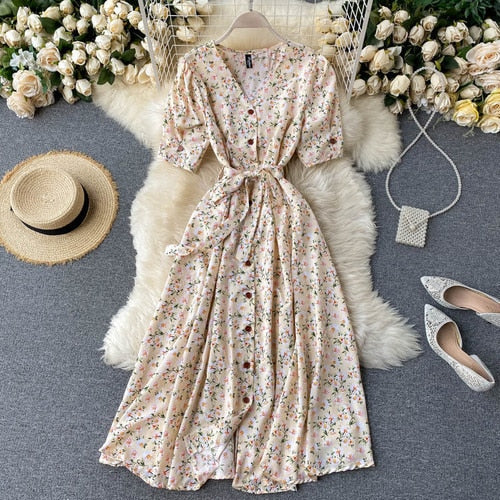 beach Red elegant sexy Dress women Summer Autumn V-neck polka dot midi dress waist split dress vestidos de fiesta clothes - Deanwangkt