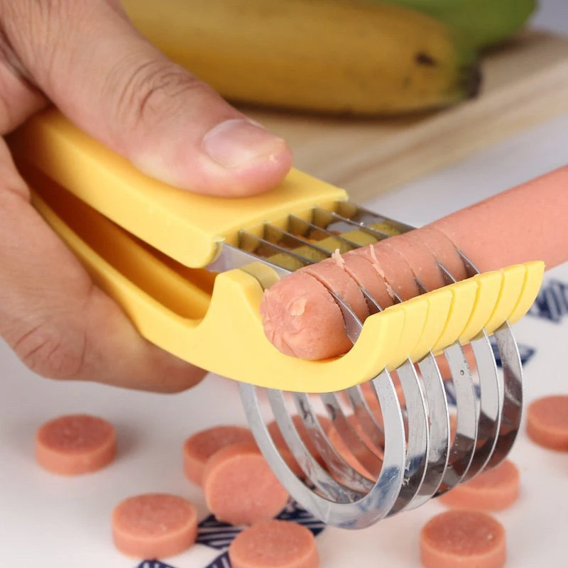 HULIANFU Kitchen Accessories Banana Slicer Fruit Vegetable Sausage Slicer Stainless Steel Banana Cutter Salad Sundaes Tools Cooking Tools - Deanwangkt