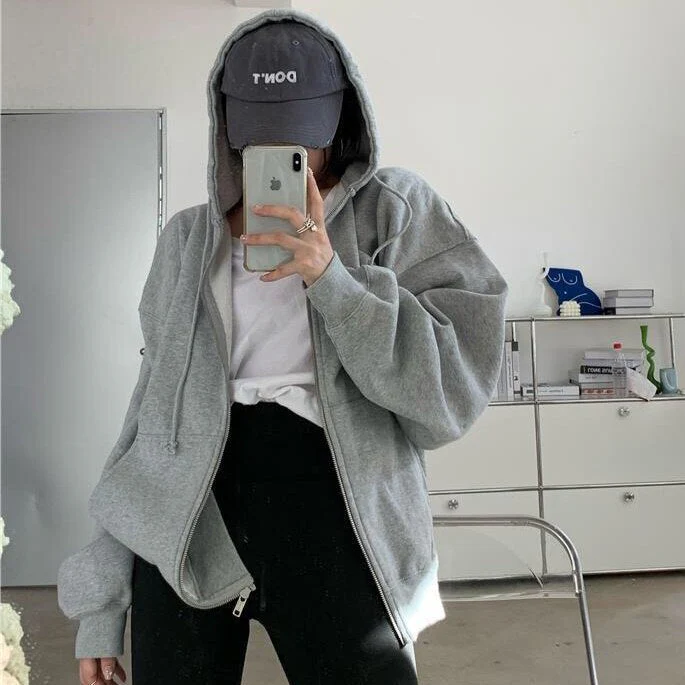 New Japanese Tops Hoodie Women's Kawaii Puppy Embroidered Sweatshirt Cardigan Loose Plus Velvet Jacket Girl Girlfriend Top - Deanwangkt