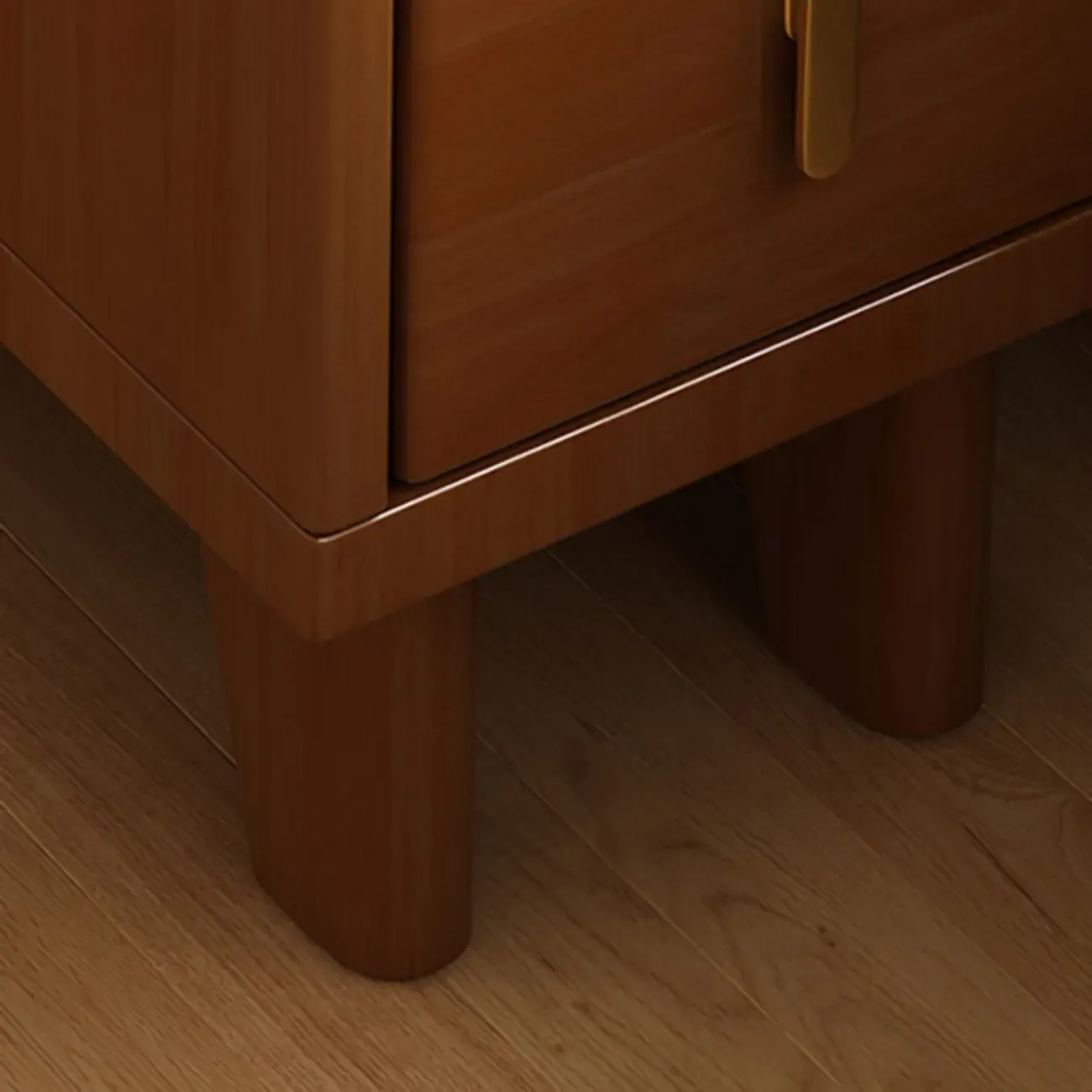 Narrow Small Walnut Wood Nightstand with Shelves