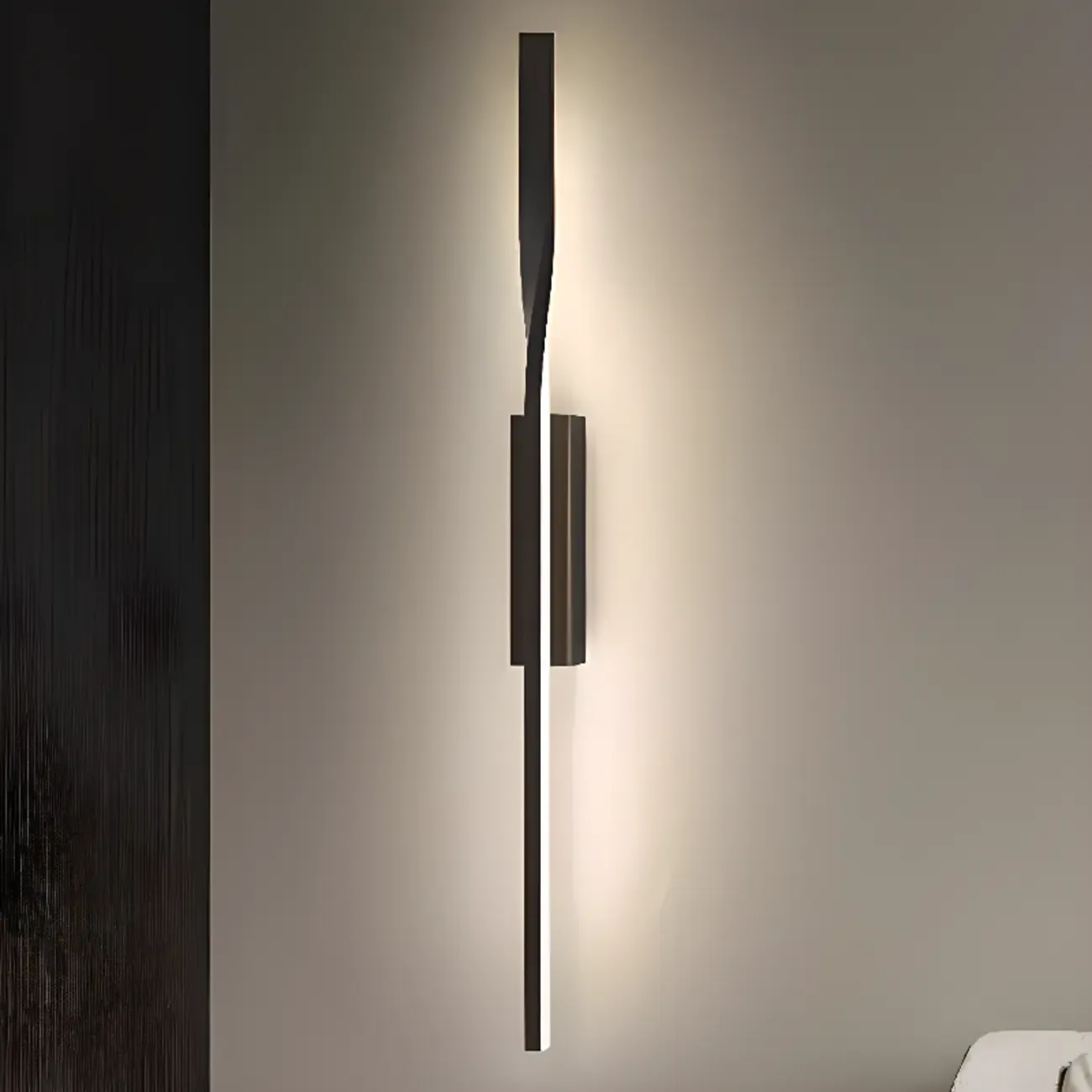 Modern Black Linear Up & Down Wall Sconce with Natural Light