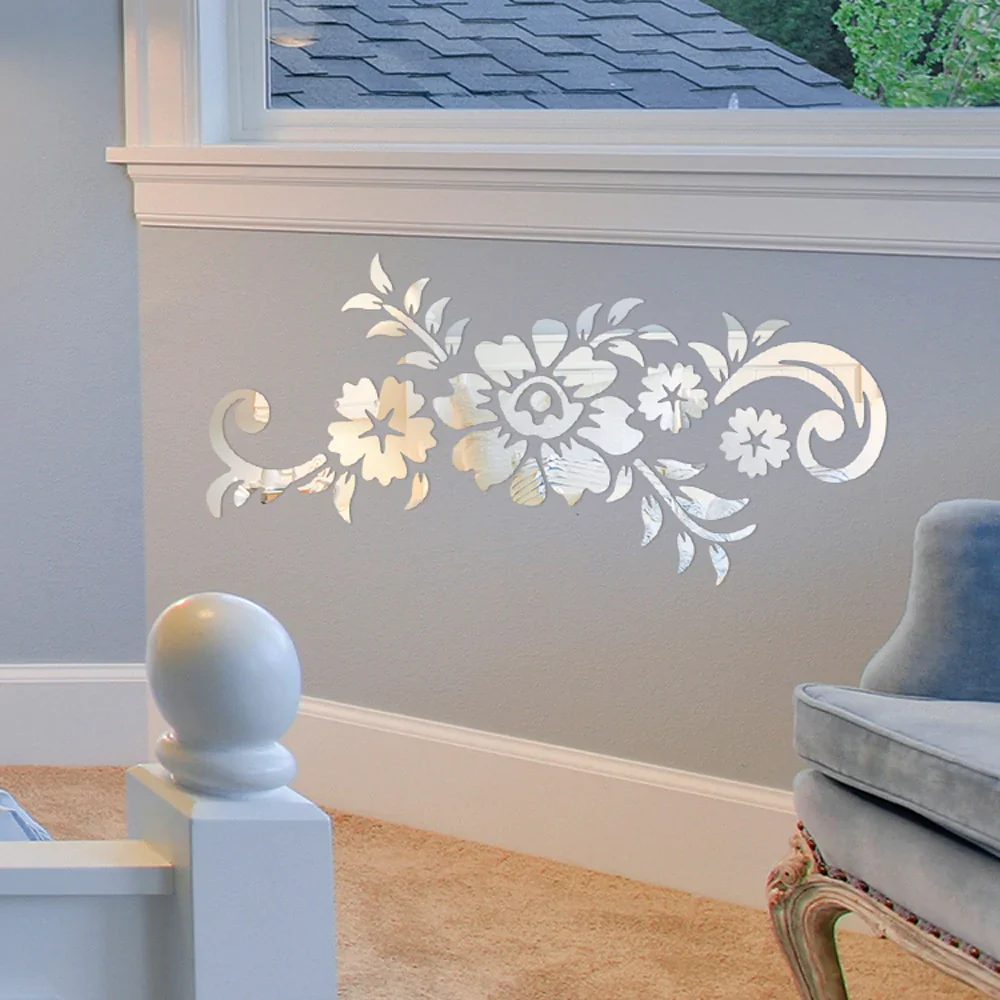 HULIANFU New Flowers Leaf Wall Sticker DIY Stickers Mirror Stickers Decal  For Living Room Bedroom Bathroom Nordic Decor Vanity Small Mir - Deanwangkt