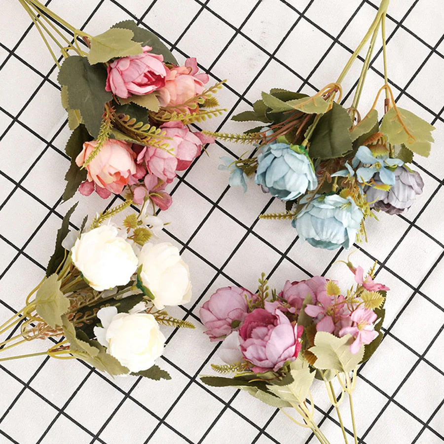 HULIANFU 2026  5 Head Bouquet Peony Artificial Flowers Small White Silk Peonies Fake Flowers Wedding Party Home Decoration Rose Flower Pink Art - Deanwangkt