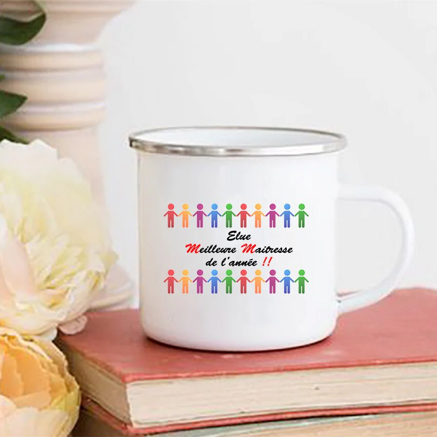 HULIANFU Merci Maîtresse/Atsem Print Coffee Mug Creative Enamel Cups Drinks Water Milk Cup Mug School Home Handle Drinkware Teacher Gifts - Deanwangkt