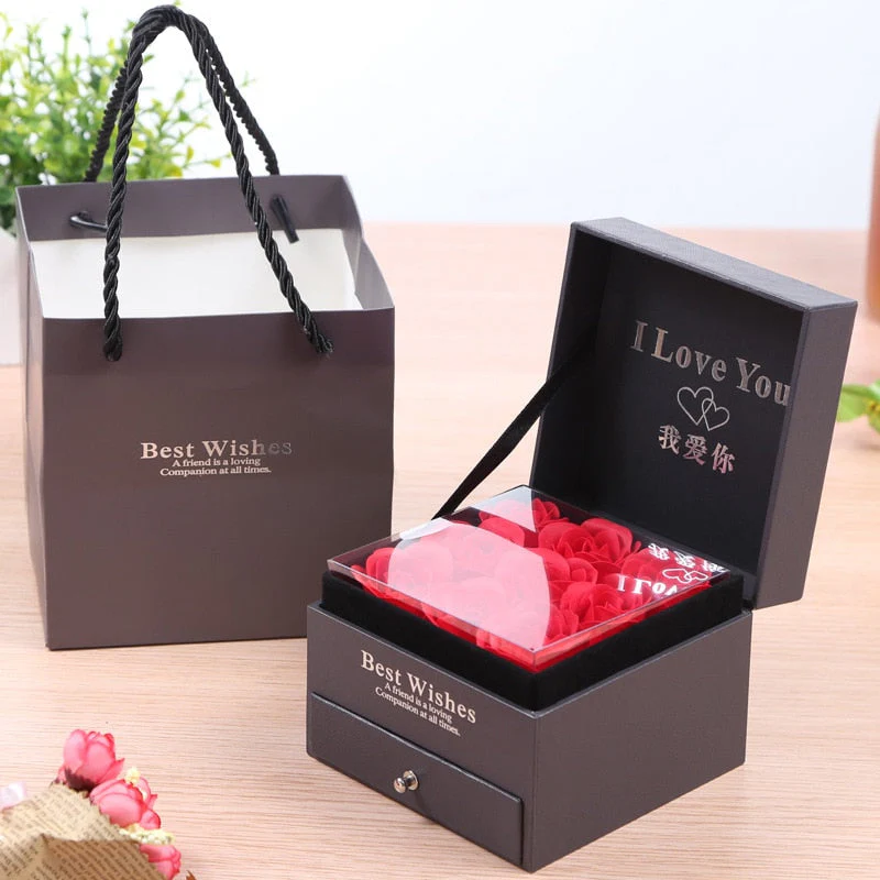 HULIANFU ROSE SPACE Soap Flower Jewelry Gift Box Rose Box Christmas Present Women  Birthday Party Gift for Mom Girlfriend Gifts - Deanwangkt