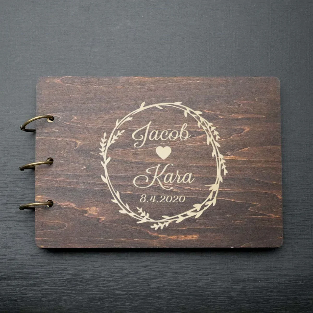 HULIANFU Personalized Guest Book A4/A5 Wedding Guest Book Wedding Guestboook Wishes Book Wooden Wedding Album Baptism Mariage Decoration - Deanwangkt