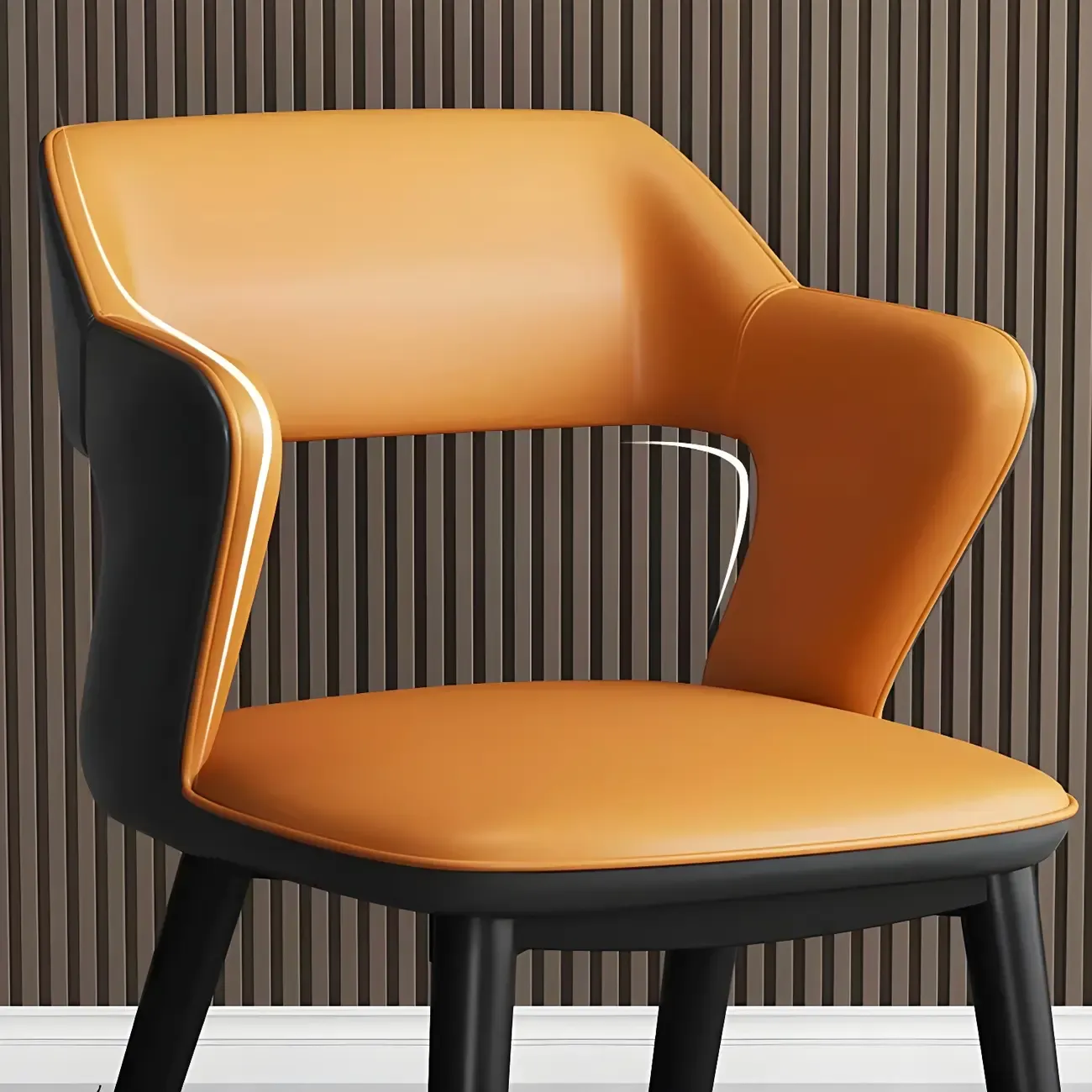 Modern Armchair Open Back Faux Leather Dining Chair