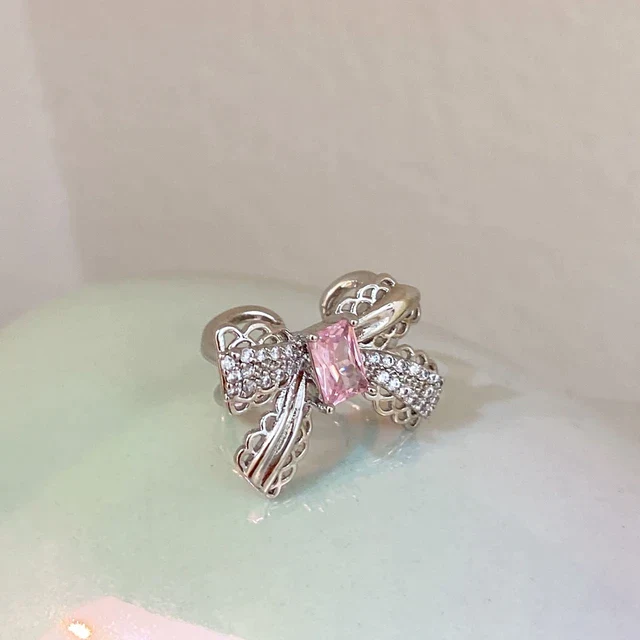 hulianfu Korean Delicate Pink Crystal Bowknot Clip Earrings For Women  Elegant Pearl Zircon No Piercing Cartilage Ear Jewelry - Deanwangkt