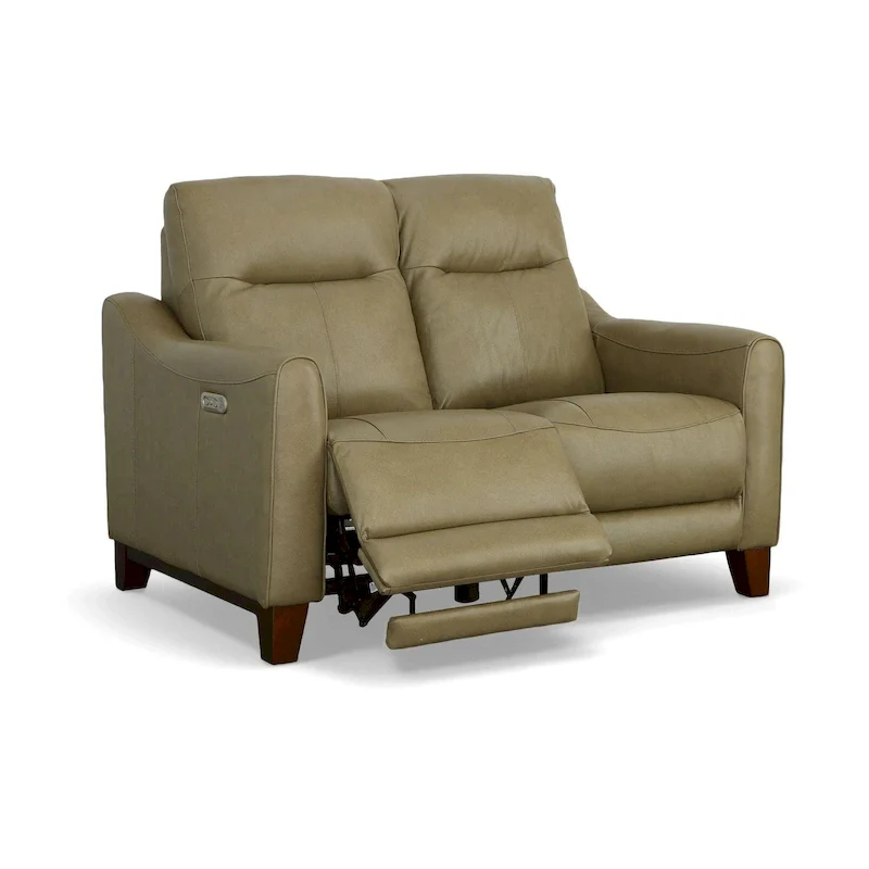 Forte 57 Genuine Leather Round Arm Reclining Loveseat
