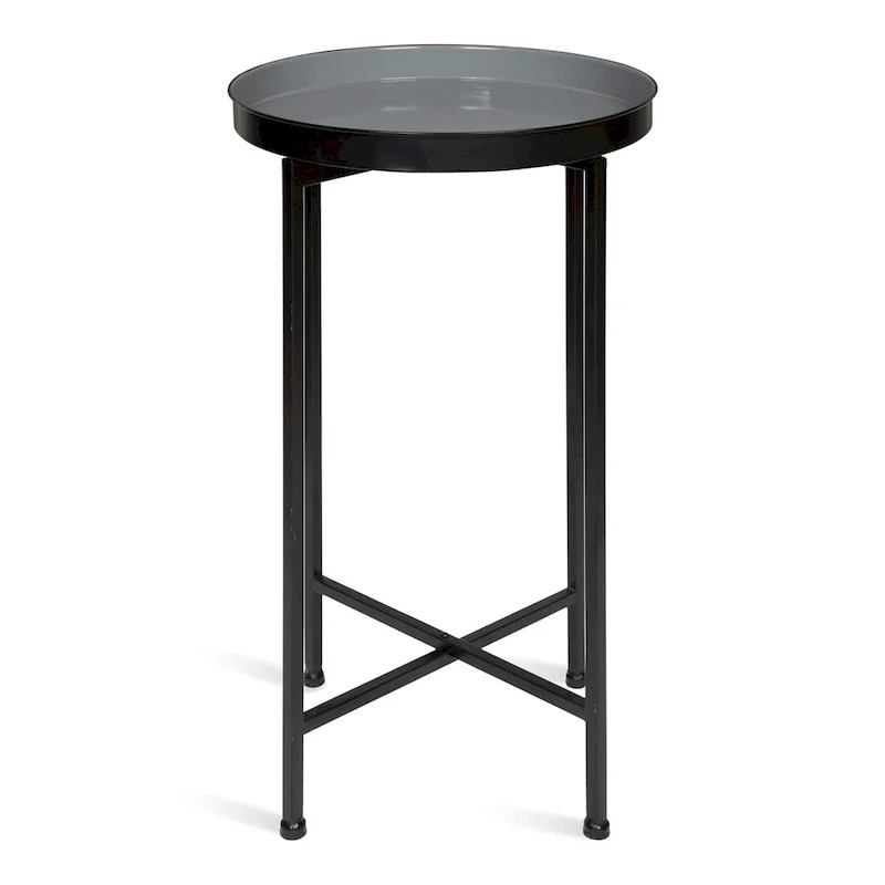 Celia Round Metal Tray/ Foldable Accent Table - 14x14x25.75