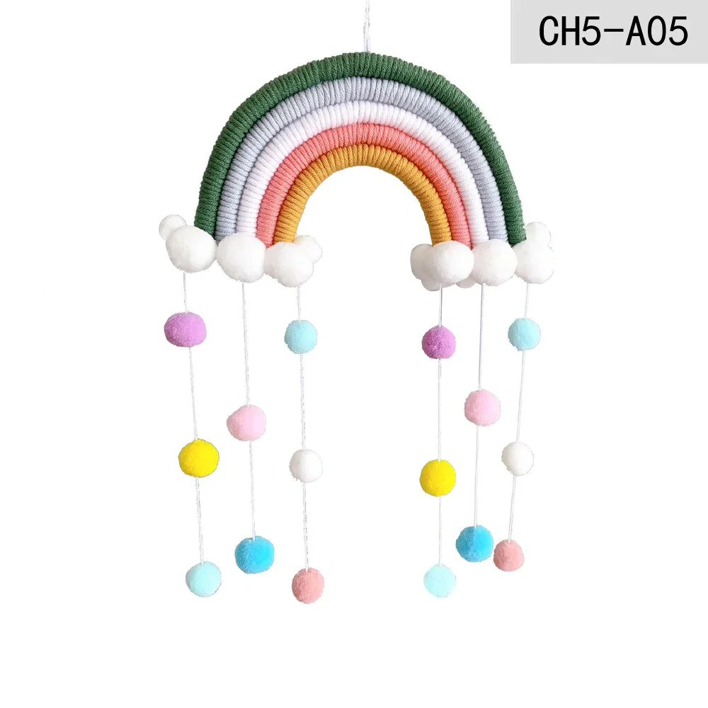 HULIANFU Nordic Cloud Rainbow Raindrop Wall Hangings Decoration For Kid Girls Bedroom Hanging Pendant Baby Bed Tent Hanging Toy Pendant - Deanwangkt