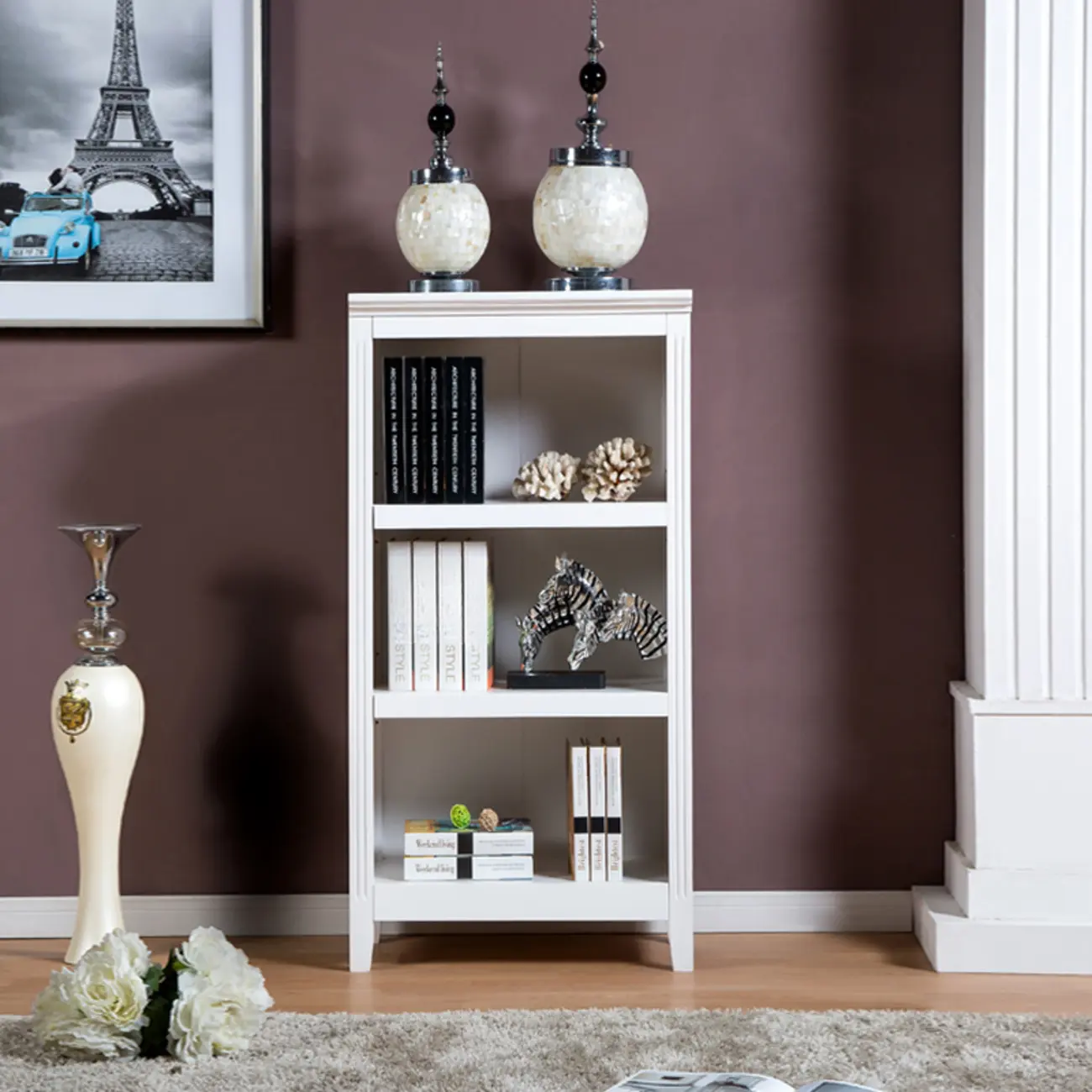 Classic Birch Wood 5-Tier Vertical Barrister Bookcase