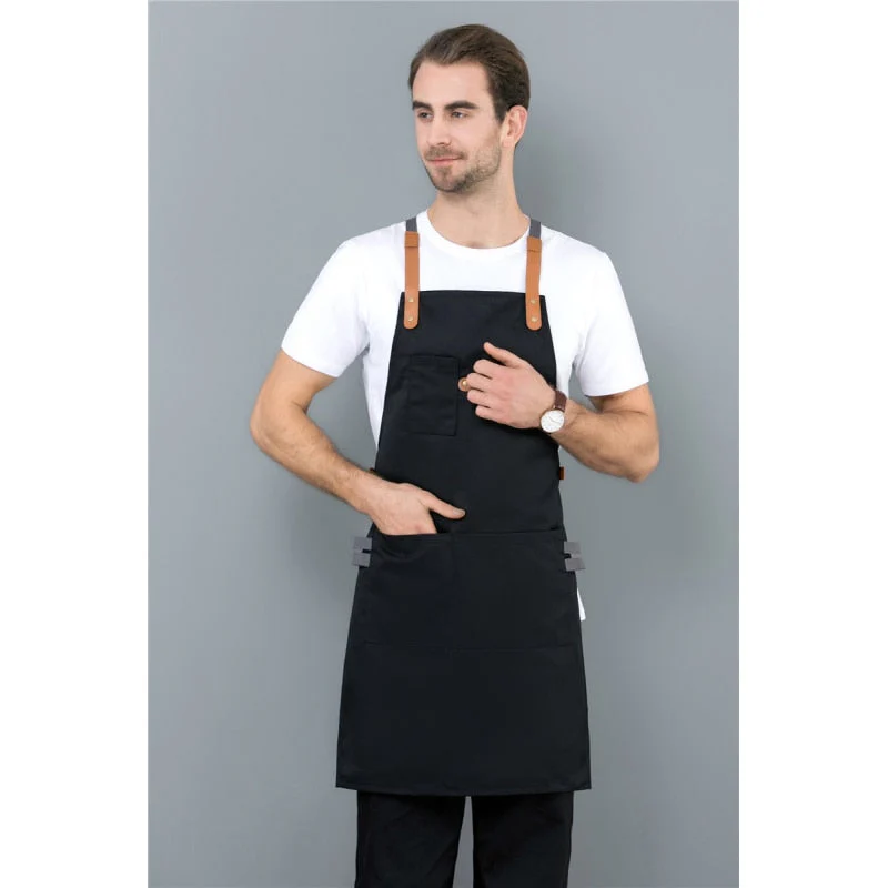 HULIANFU Long Apron Denim Restaurant Hotel Waist Chef Apron Bar Pub Kitchen Waiter Waitress Cook Apron Universal Cooking Hat Caps 56-58cm - Deanwangkt