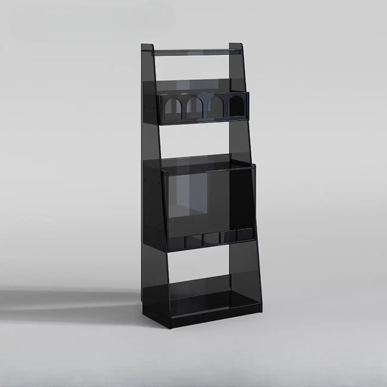 Narrow 4-Tier Black Acrylic Ladder Bookcase