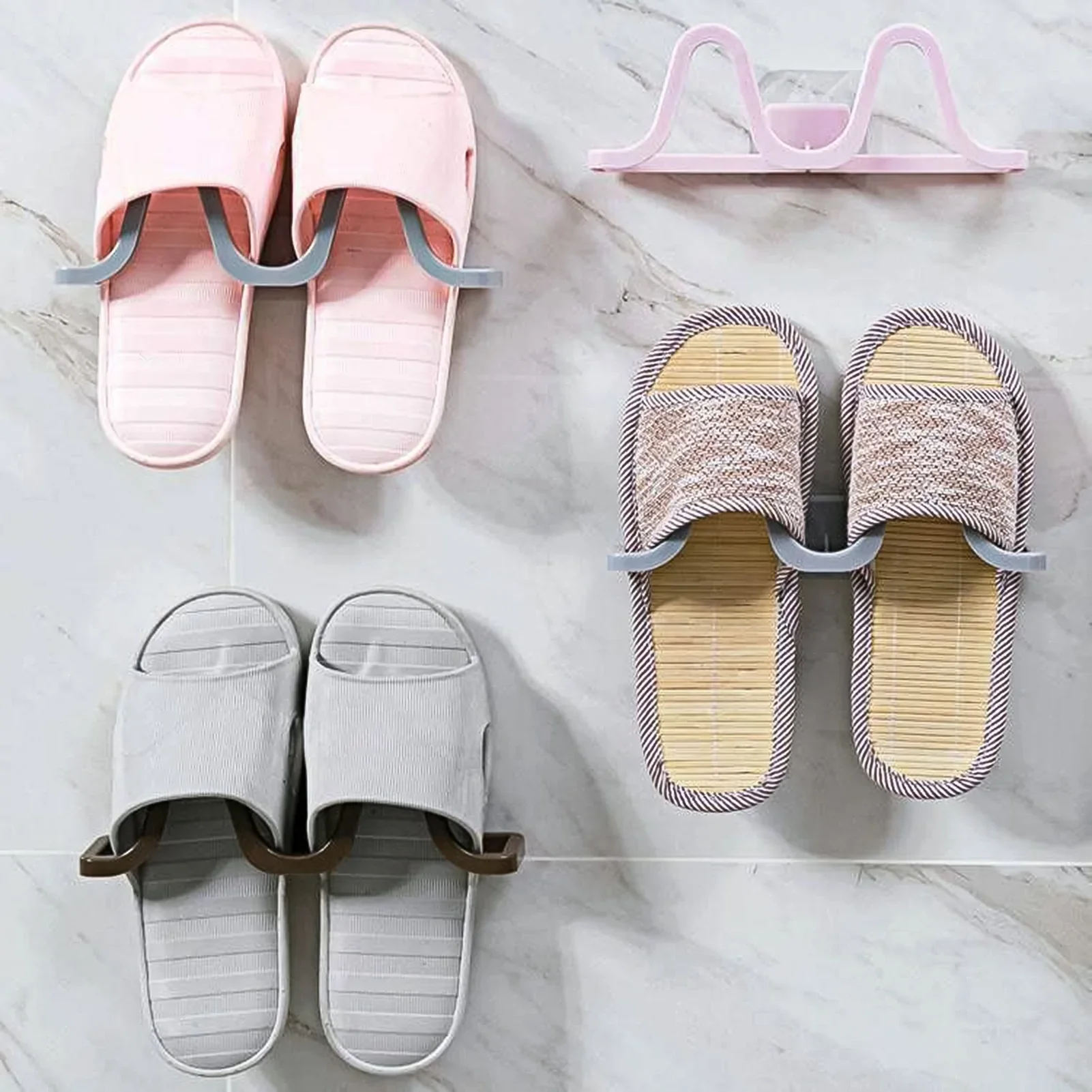 HULIANFU New Wall Mounted Shoe Rack Bathroom Home Shoe Organizer Space Saving Slippers Hanger Punch-free Wall Hanging Storage Rack - Deanwangkt