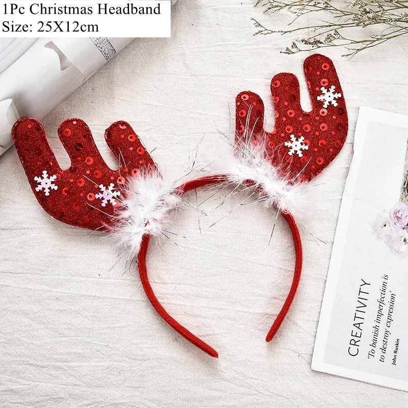 HULIANFU 2026  LuanQI Christmas Headbands for Children Adult Hair Band Red Christmas Santa Claus Snowman Antlers Headband Xmas Decoration Gifts - Deanwangkt