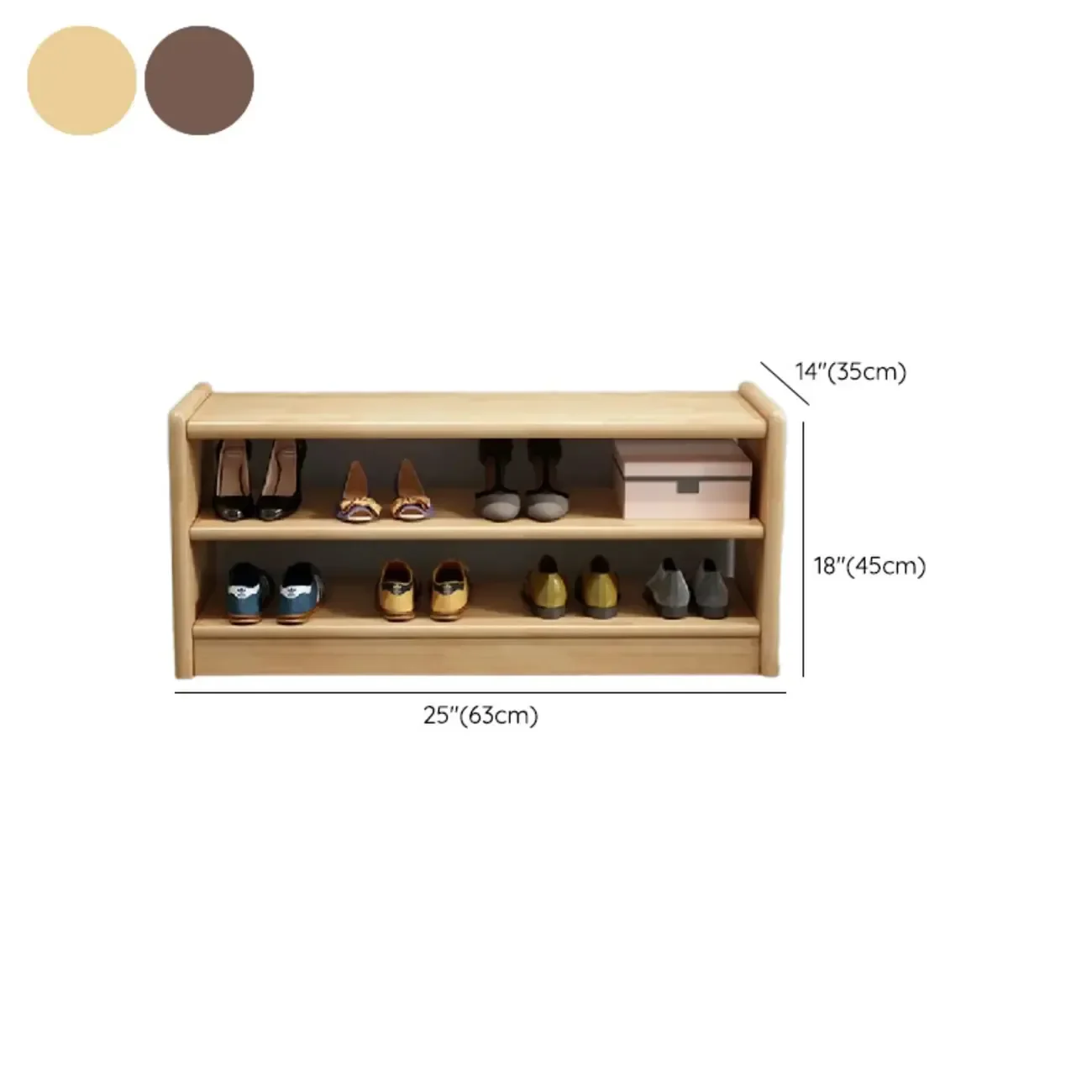 Scandinavian 2-Tier Upholstered Wood Shoe Rack Bench